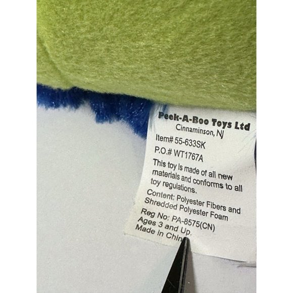 Peek A Boo Toys Blue And Green Stuffed Sleepy Time Bear NWT Christmas - Picture 6 of 11